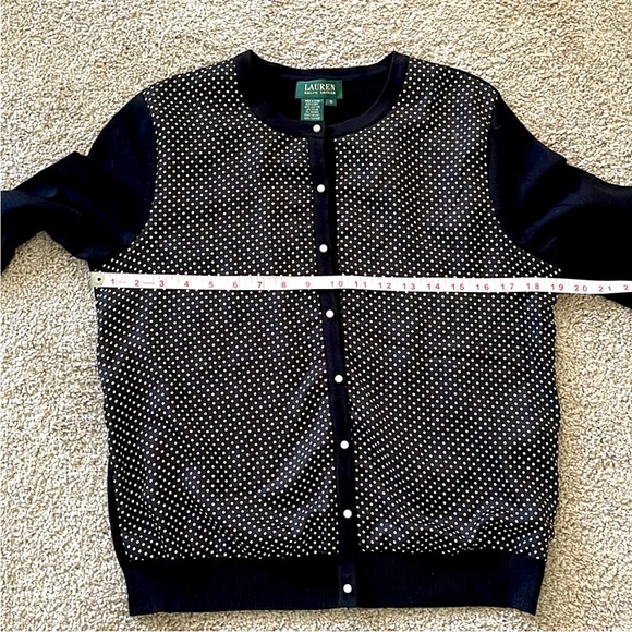 Lauren by Ralph Lauren Micro Polka Dot Cardigan Medium - Picture 9 of 10
